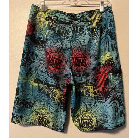 Vans Off The Wall Board Short Mens 32 Multicolor Graffiti Print Swim Skate Surf - Picture 4 of 11